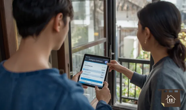 タブレットを見せながら説明を受ける女性